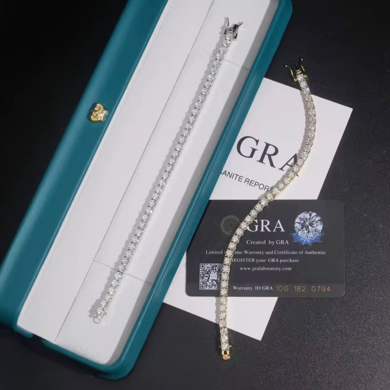 5MM Tennis Chain Moissanite Silver S925 + Rhodium
