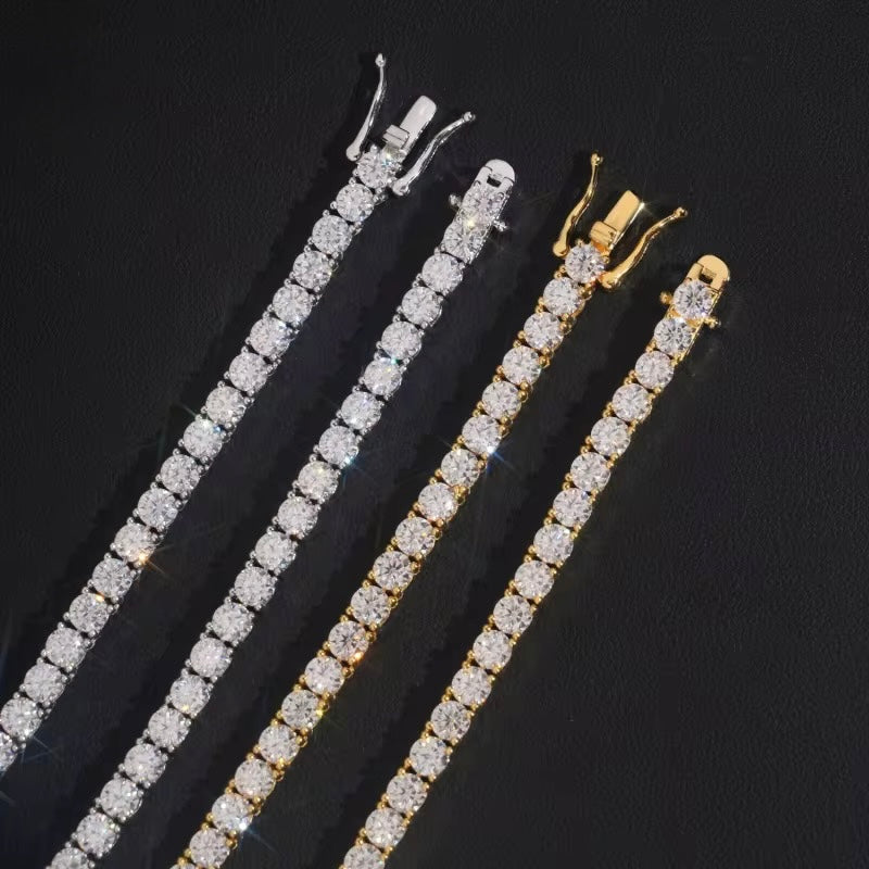 4MM Tennis Chain Moissanite Silver S925 + Rhodium