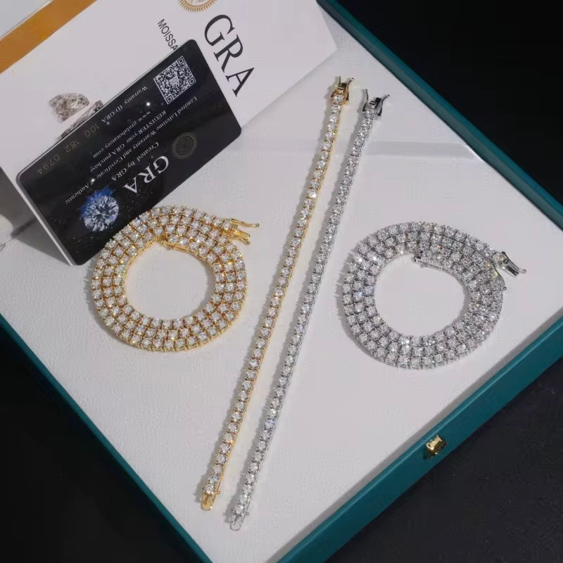 5MM Tennis Chain Moissanite Silver S925 + Rhodium