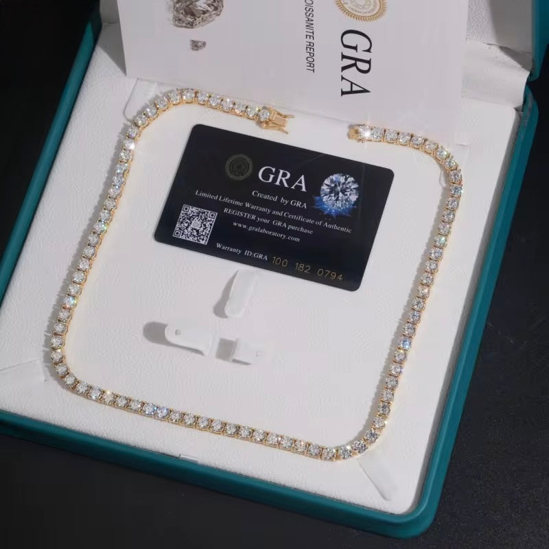 5MM Tennis Chain Moissanite Silver S925 + Rhodium