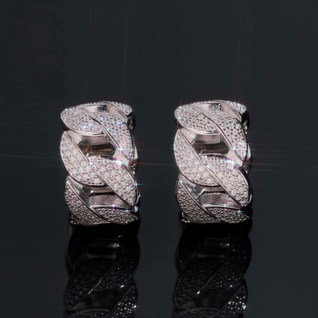 Cuban Ring Moissanite Silver S925 + Rhodium