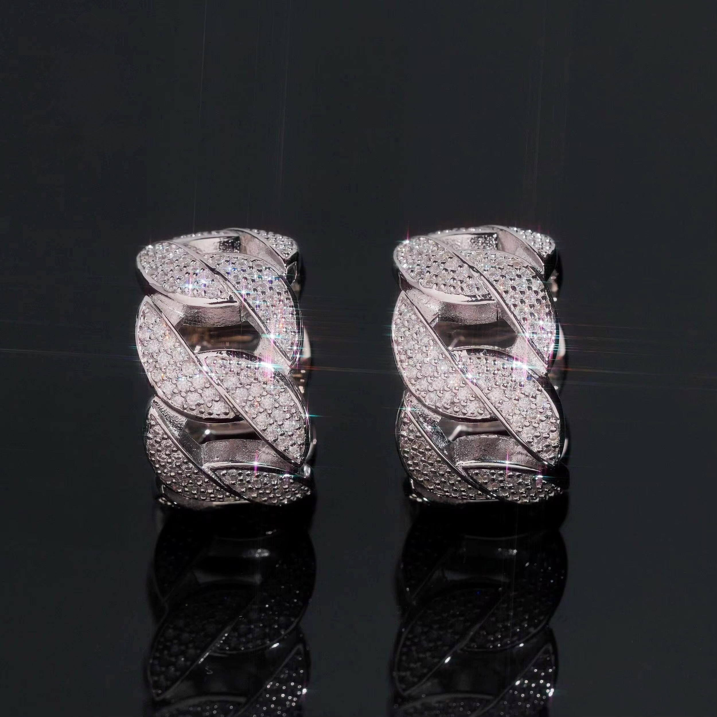 Cuban Ring Moissanite Silver S925 + Rhodium