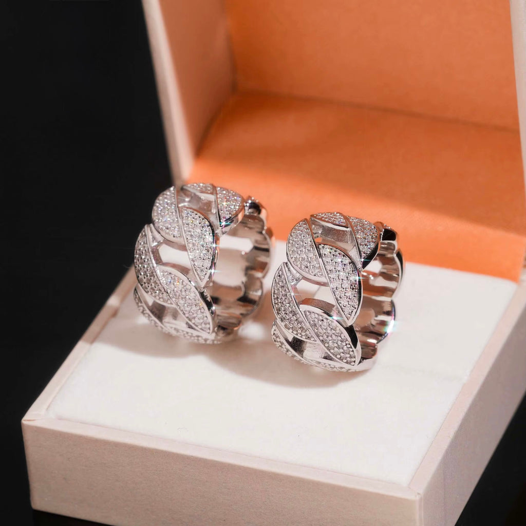 Cuban Ring Moissanite Silver S925 + Rhodium