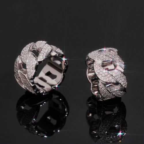 Pavé Cuban Link Ring — Moissanite, 925 Silver