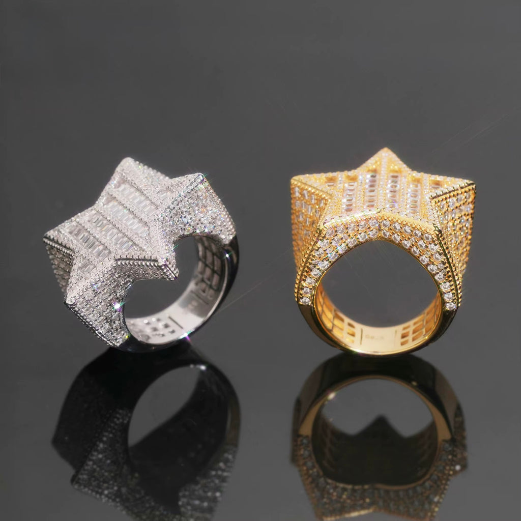 Star Ring Moissanite Silver S925 + Rhodium