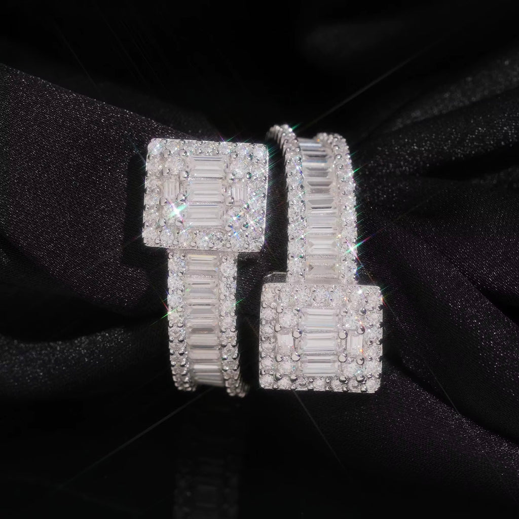 Baguette Combined Ring Moissanite Silver S925 + Rhodium