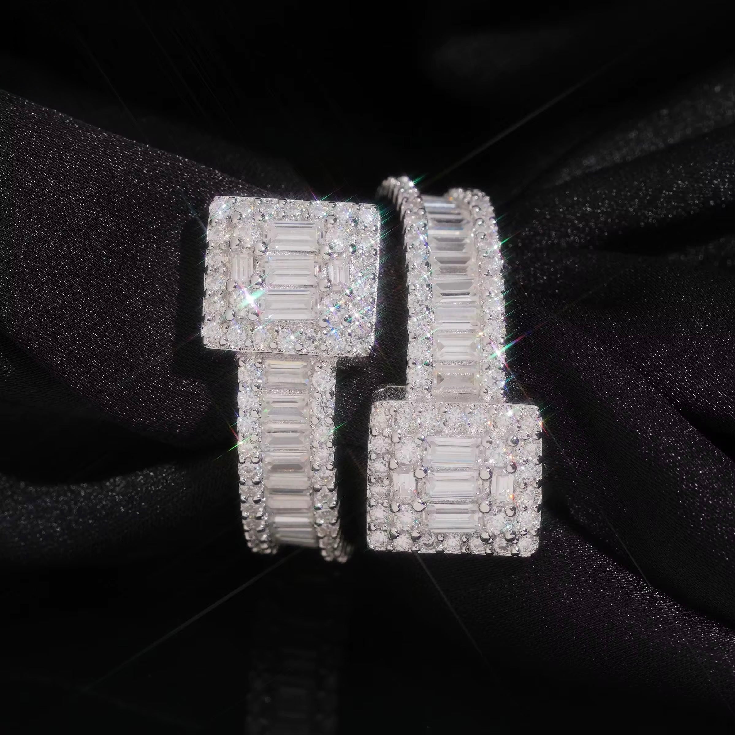 Baguette Combined Ring Moissanite Silver S925 + Rhodium