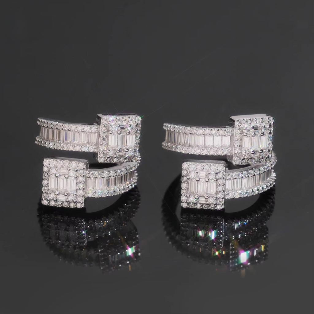 Baguette Combined Ring Moissanite Silver S925 + Rhodium