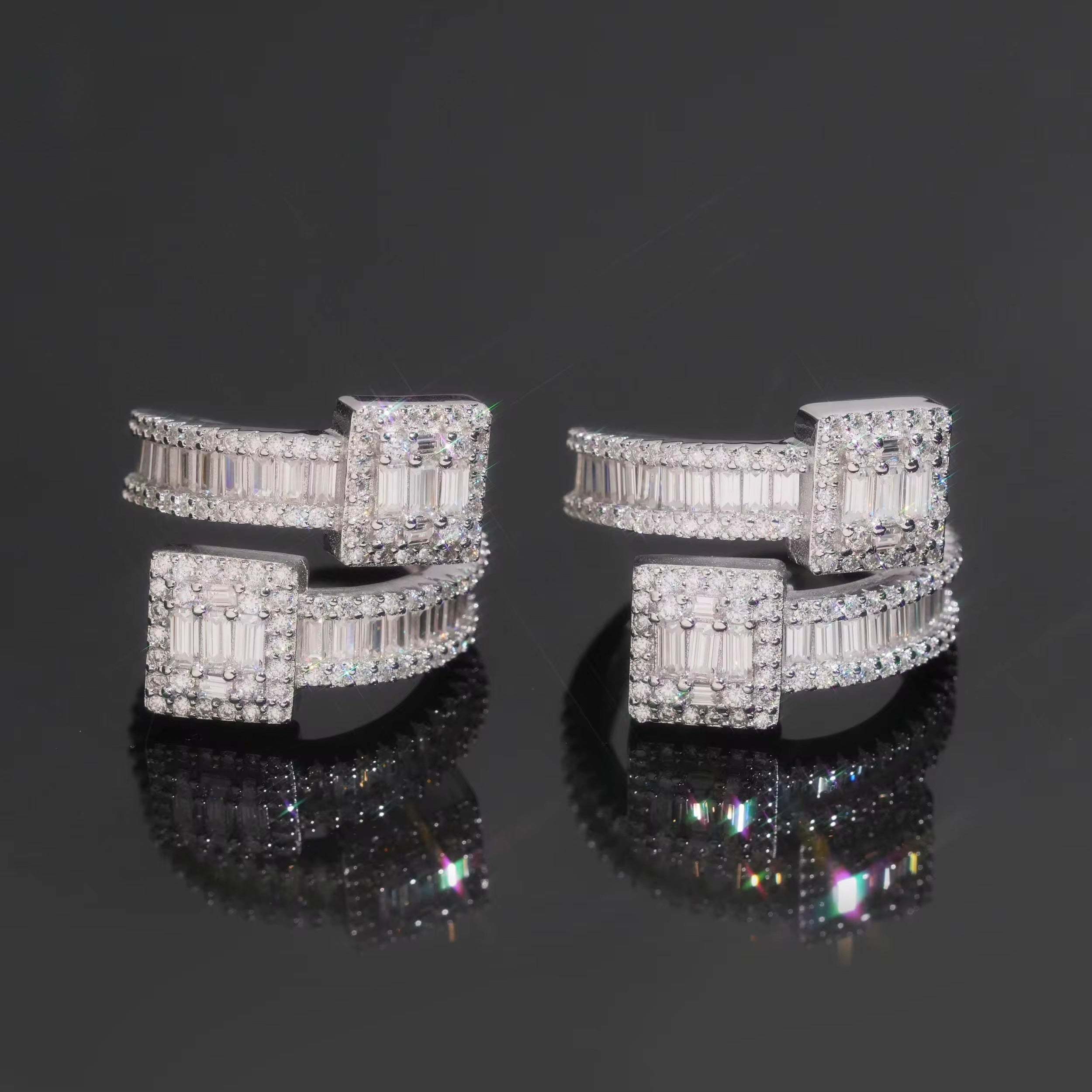 Baguette Combined Ring Moissanite Silver S925 + Rhodium