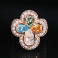 Cross Clover Ring Moissanite Silver S925 + Rhodium