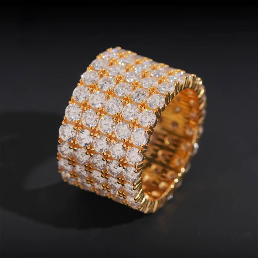 5 Row Tennis Ring Moissanite Silver S925 + Rhodium