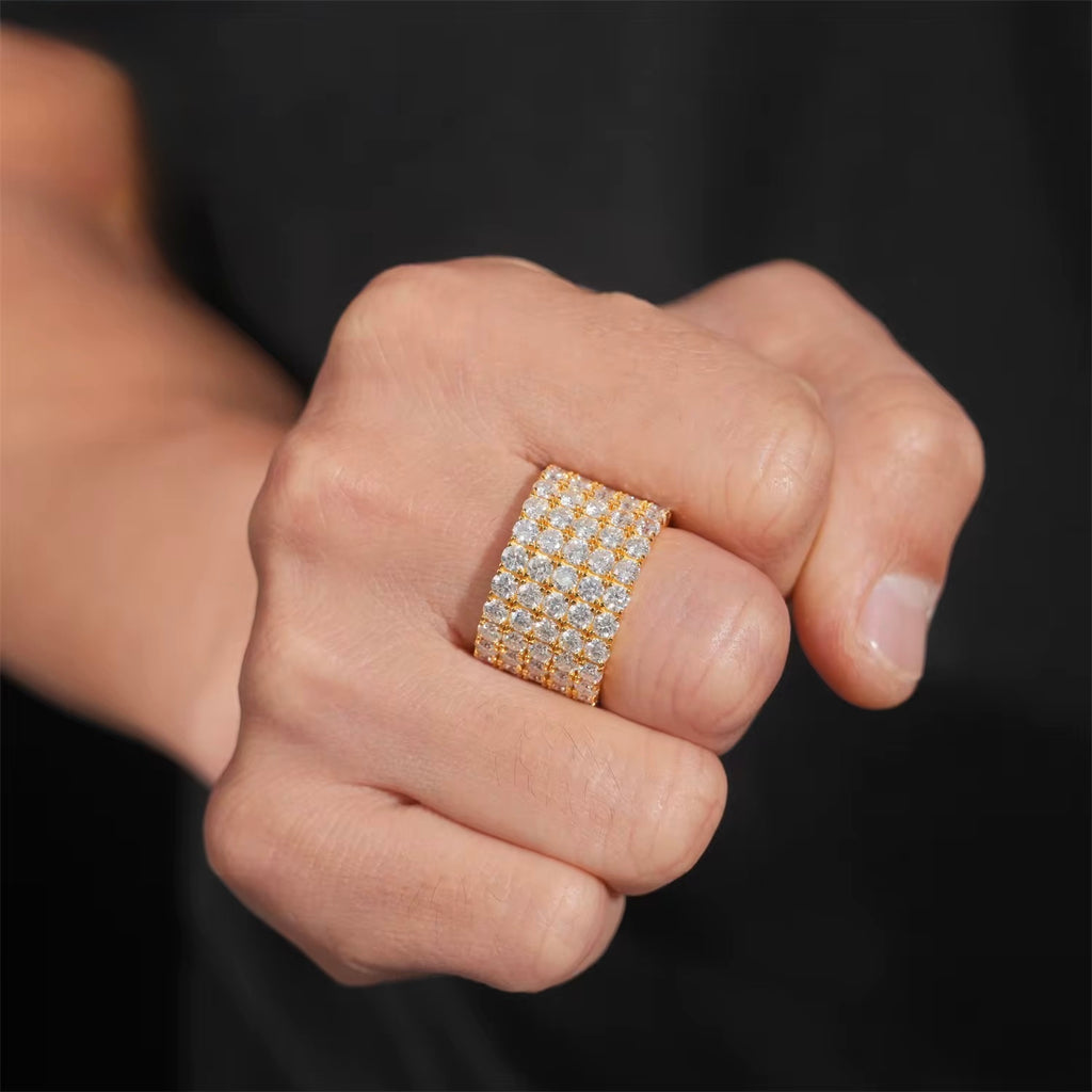 5 Row Tennis Ring Moissanite Silver S925 + Rhodium