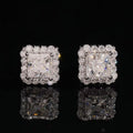 Square Earrings Screw Back Moissanite Silver S925 + Rhodium