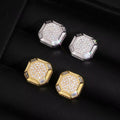 Square Earrings Screw Back Moissanite Silver S925 + Rhodium