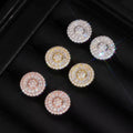 Rounded Earrings Screw Back Moissanite Silver S925 + Rhodium