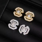 Square Earrings Screw Back, Moissanite, 925 Silver | FAZE Jewelry
