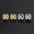 Square Earrings Screw Back Moissanite Silver S925 + Rhodium