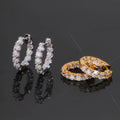 Hoops 3 Earrings Screw Back Moissanite Silver S925 + Rhodium