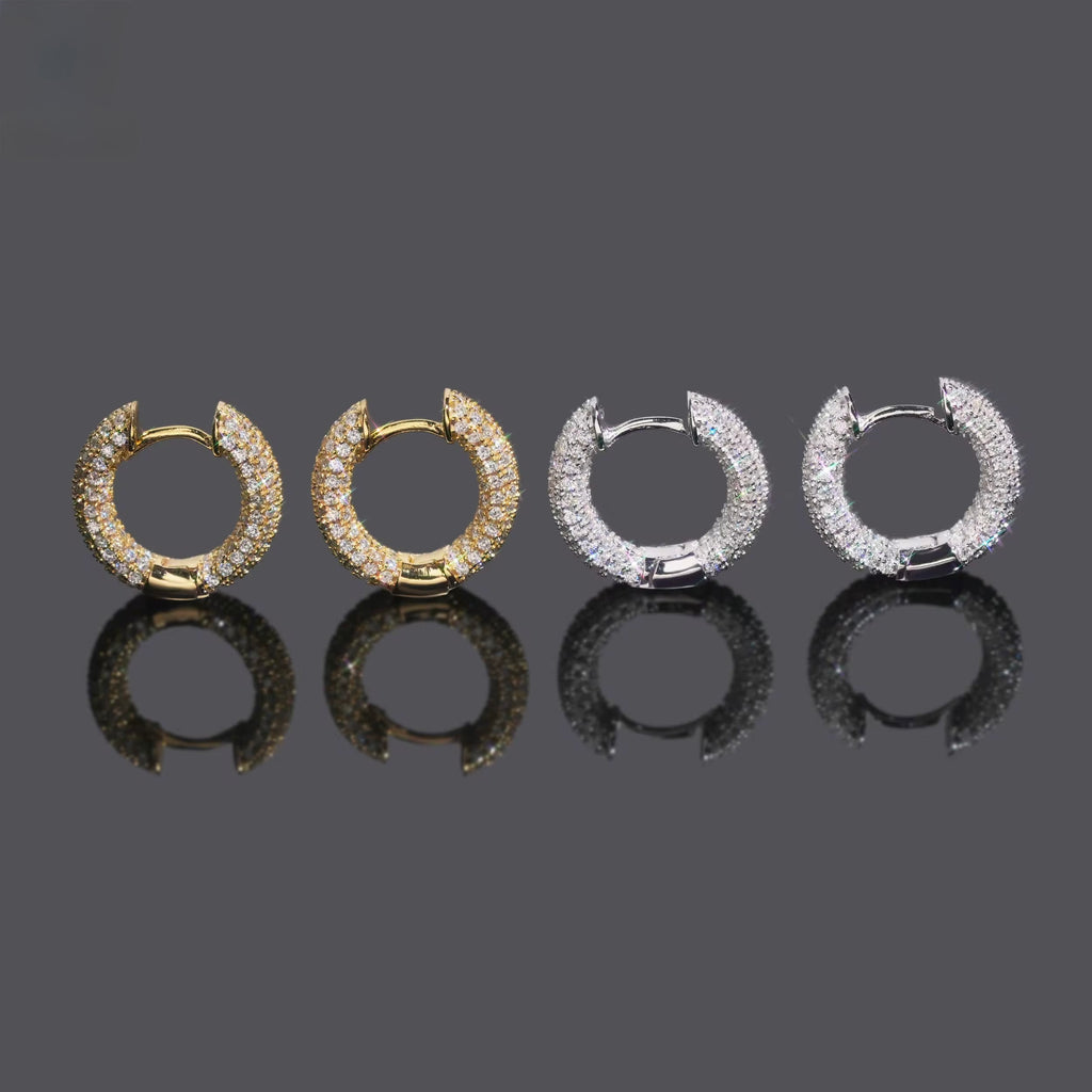Hoops 2 Earrings Screw Back Moissanite Silver S925 + Rhodium