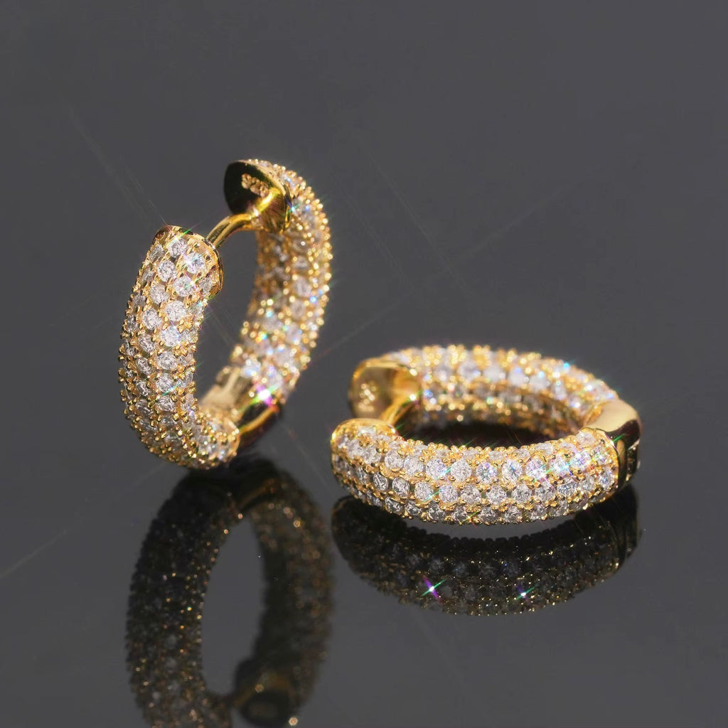 Hoops 2 Earrings Screw Back Moissanite Silver S925 + Rhodium