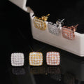 Square Earrings Screw Back Moissanite Silver S925 + Rhodium