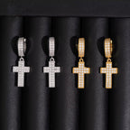 Cross Hoops Earrings Screw Back, Moissanite, 925 Silver | FAZE Jewelry