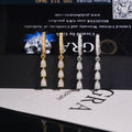Drop 2 Earrings Screw Back Moissanite Silver S925 + Rhodium