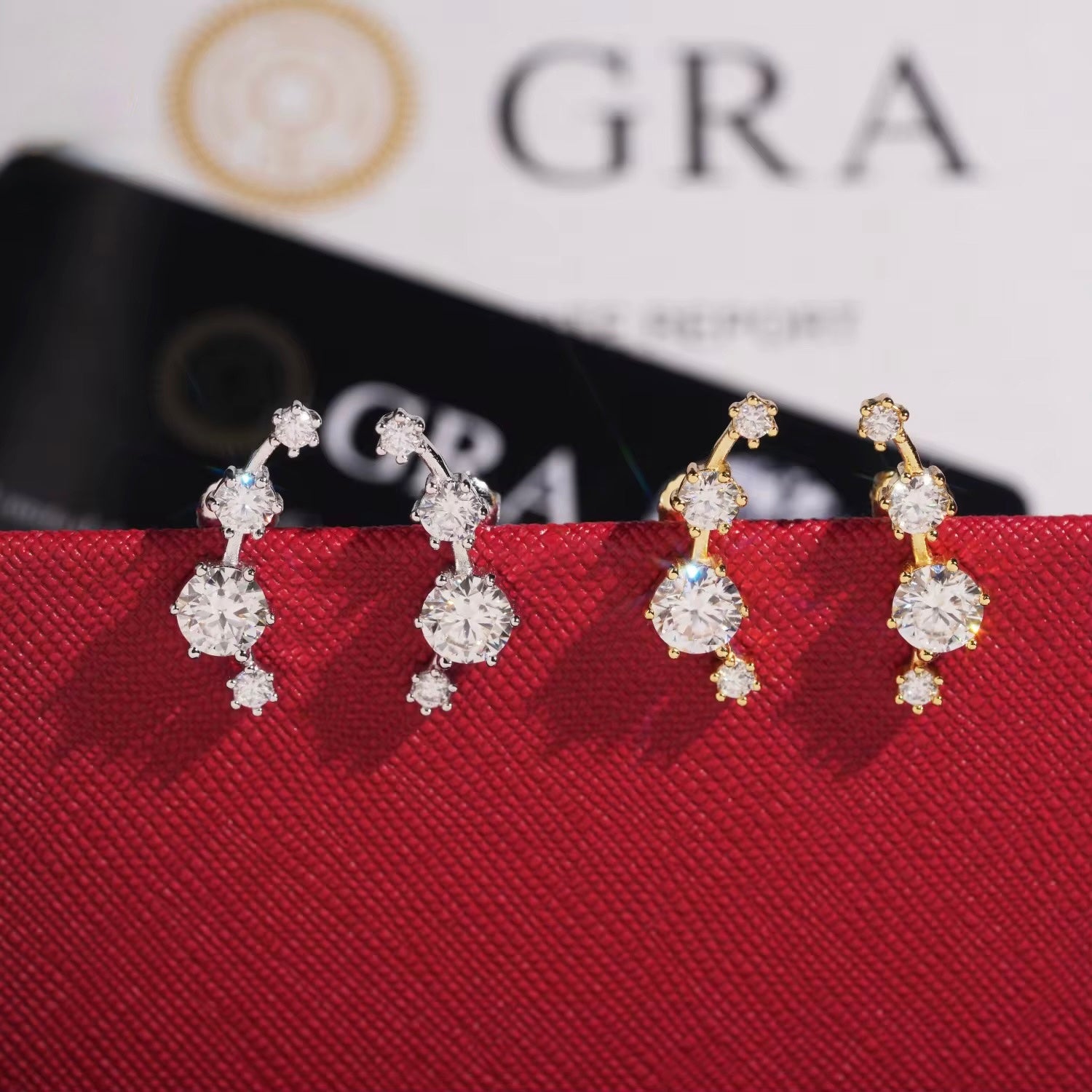 Drop Earrings 2 Screw Back Moissanite Silver S925 + Rhodium