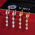 Drop Earrings Screw Back Moissanite Silver S925 + Rhodium