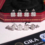 Clover Earrings Screw Back, Moissanite, 925 Silver | FAZE Jewelry