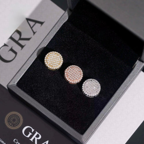 Round Earrings Screw Back — Moissanite, 925 Silver