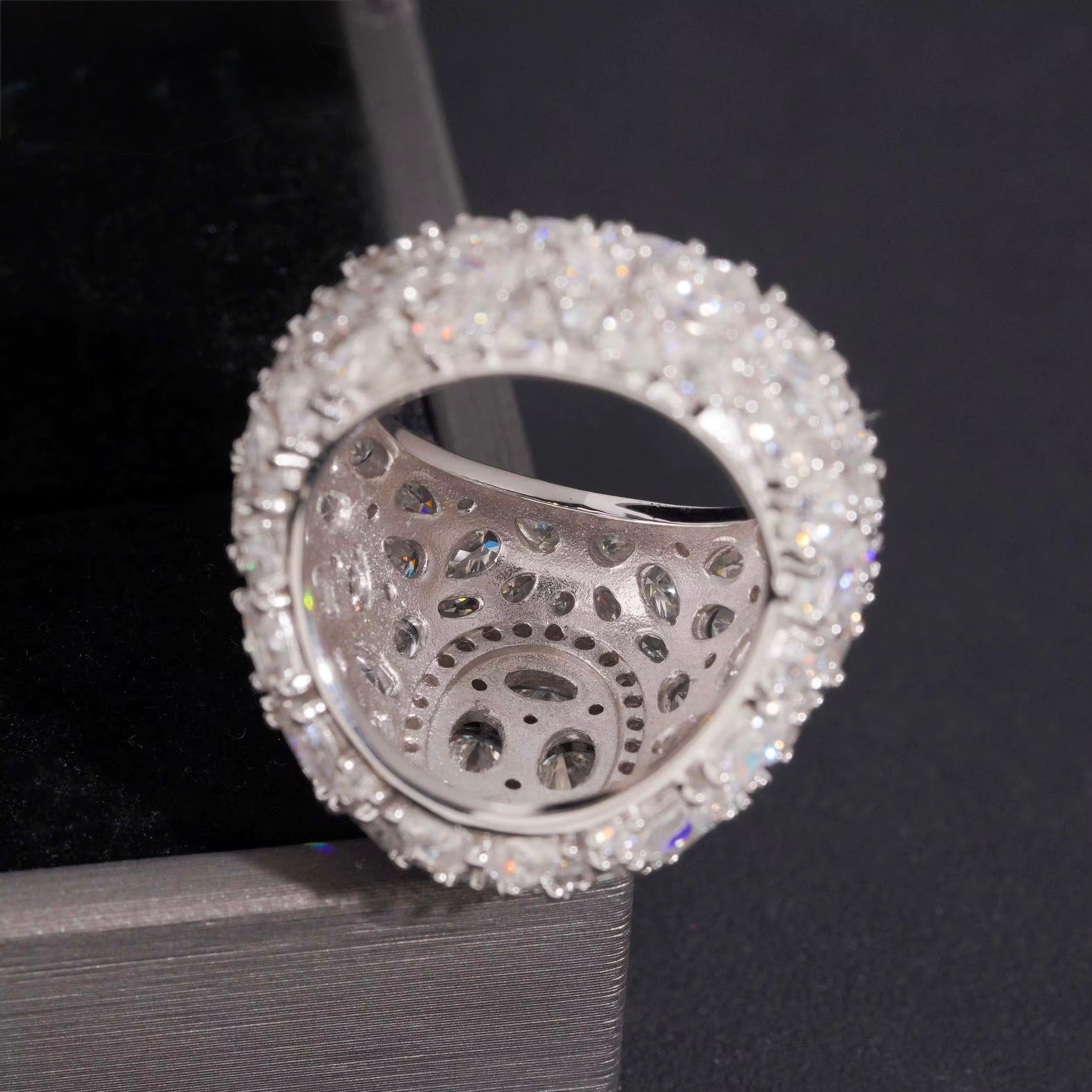 Cluster Ring Moissanite Silver S925 + Rhodium