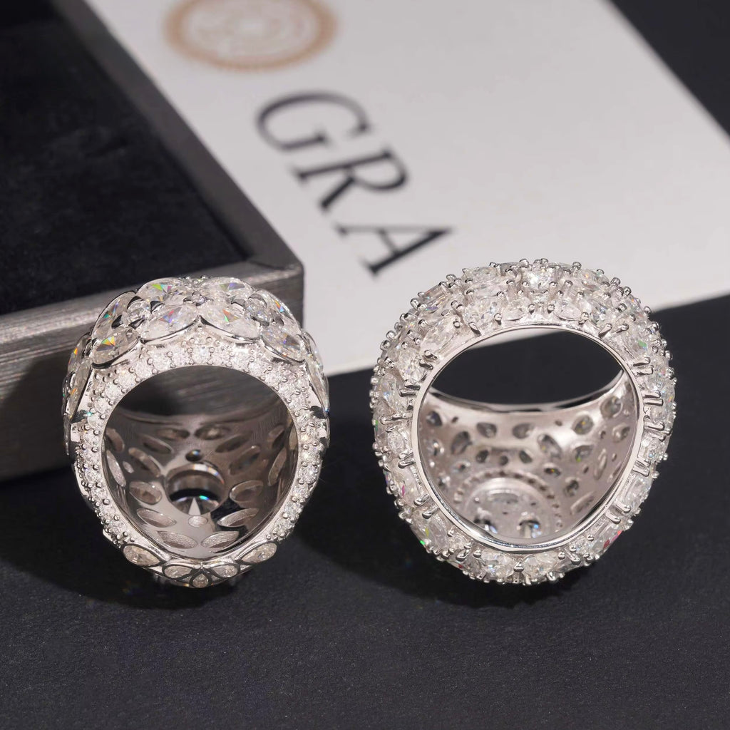 Cluster Ring Moissanite Silver S925 + Rhodium