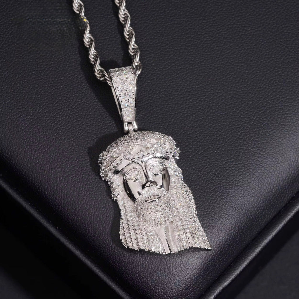 Jesus Pendant Moissanite Silver S925 + Rhodium