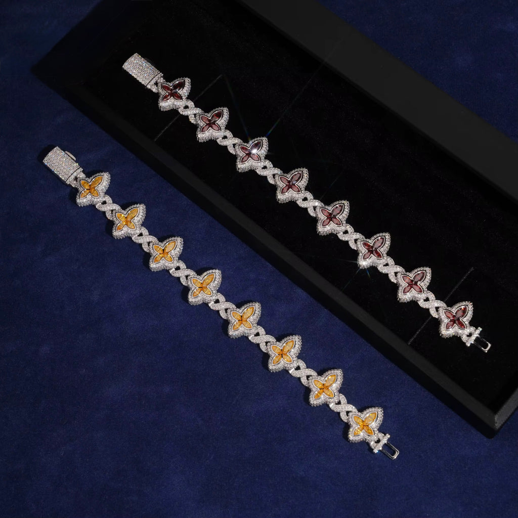 Cross Bracelet Moissanite Silver S925 + Rhodium Passes Diamond Icedout Bussdown