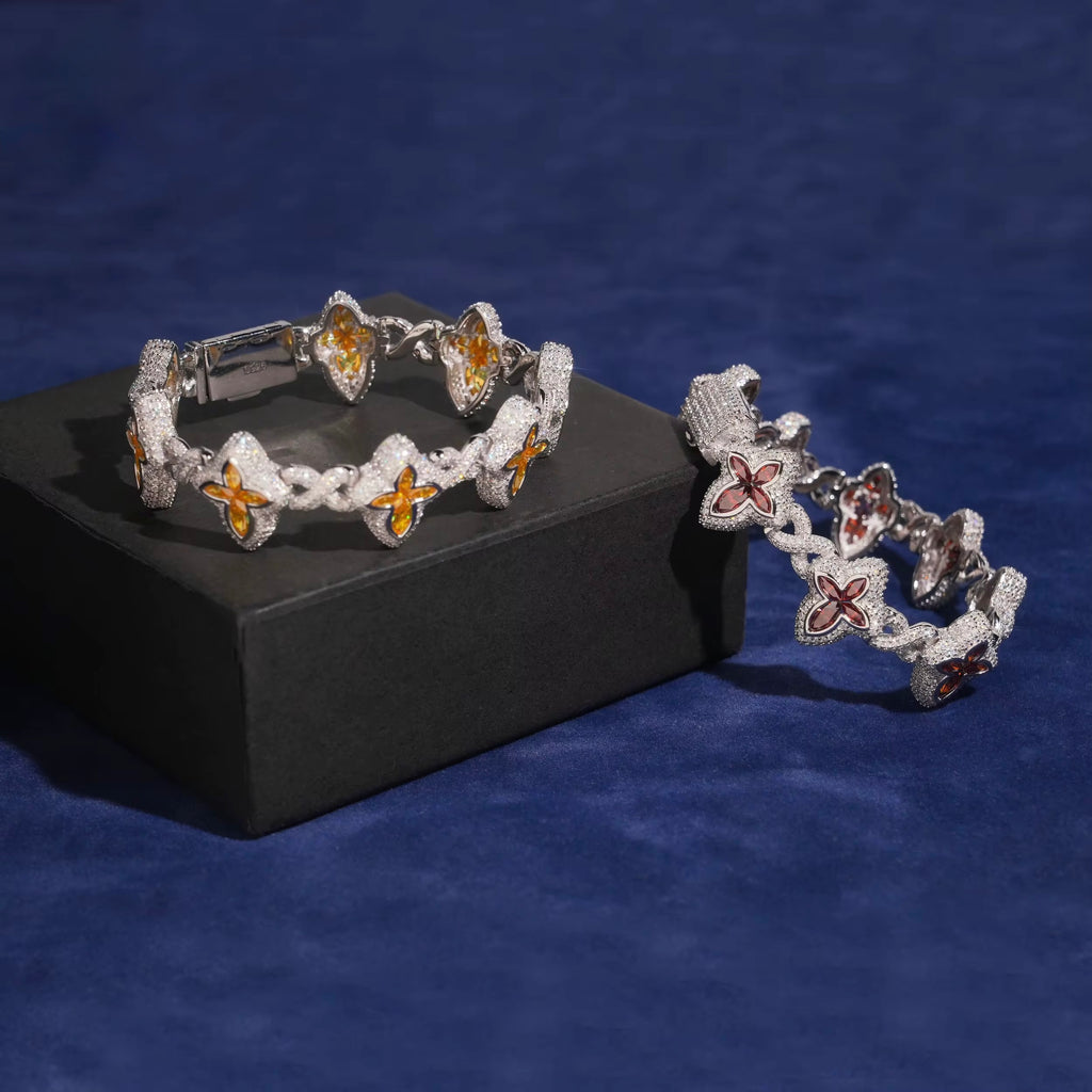 Cross Bracelet Moissanite Silver S925 + Rhodium Passes Diamond Icedout Bussdown