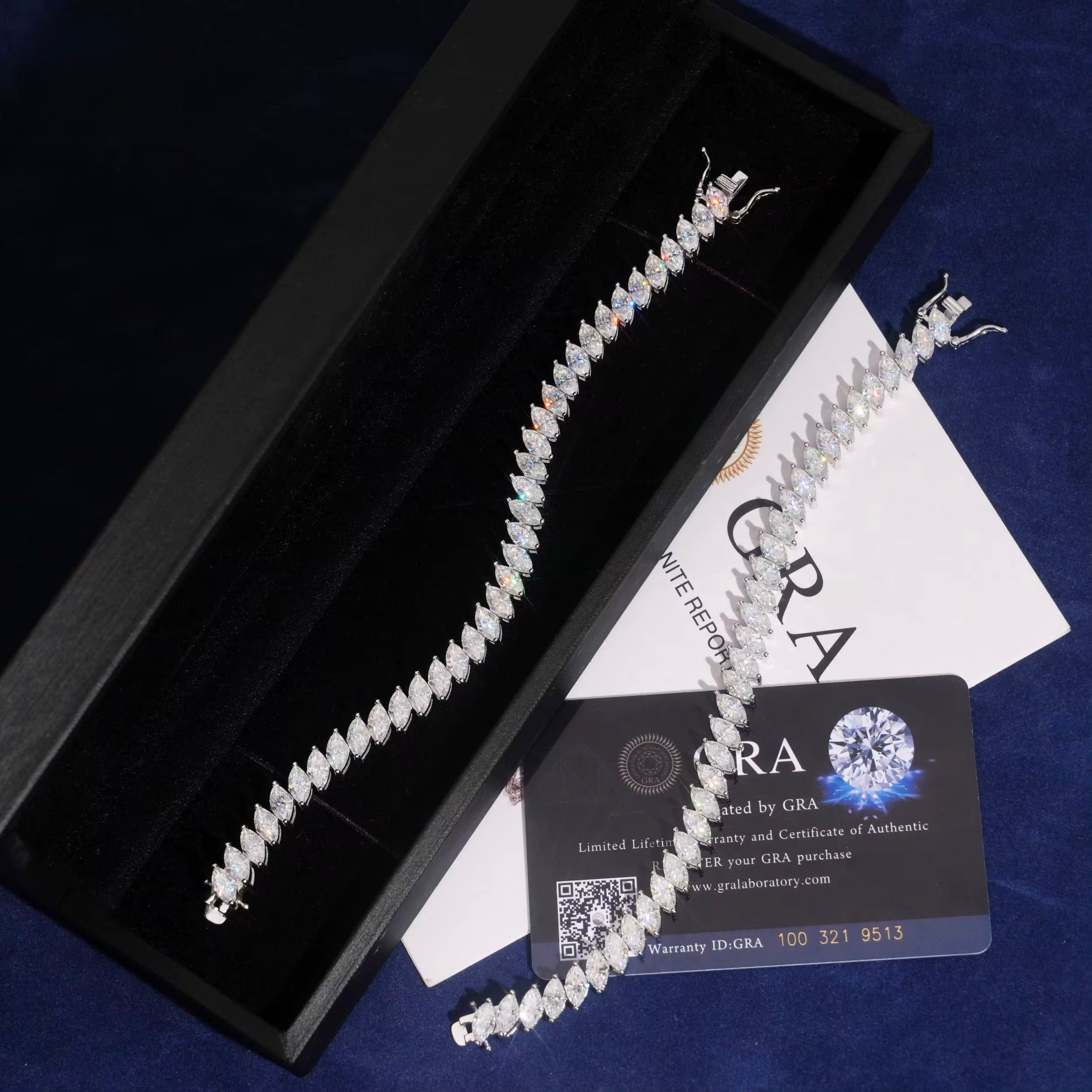 Marquise Bracelet Moissanite Silver S925 + Rhodium Passes Diamond Icedout Bussdown