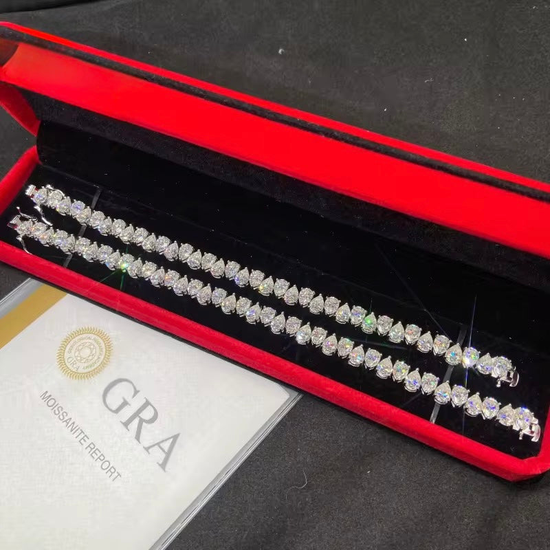 Tennis Different Shapes Bracelet Moissanite Silver S925 + Rhodium Passes Diamond Icedout Bussdown