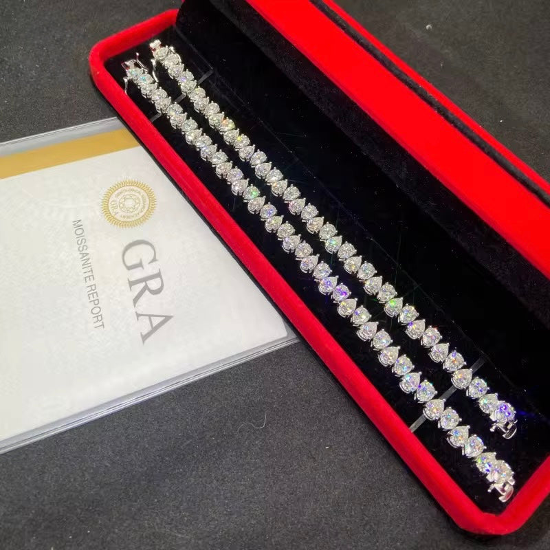 Tennis Different Shapes Bracelet Moissanite Silver S925 + Rhodium Passes Diamond Icedout Bussdown