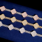 Cuban Clover Bracelet, Moissanite, 925 Silver | FAZE Jewelry