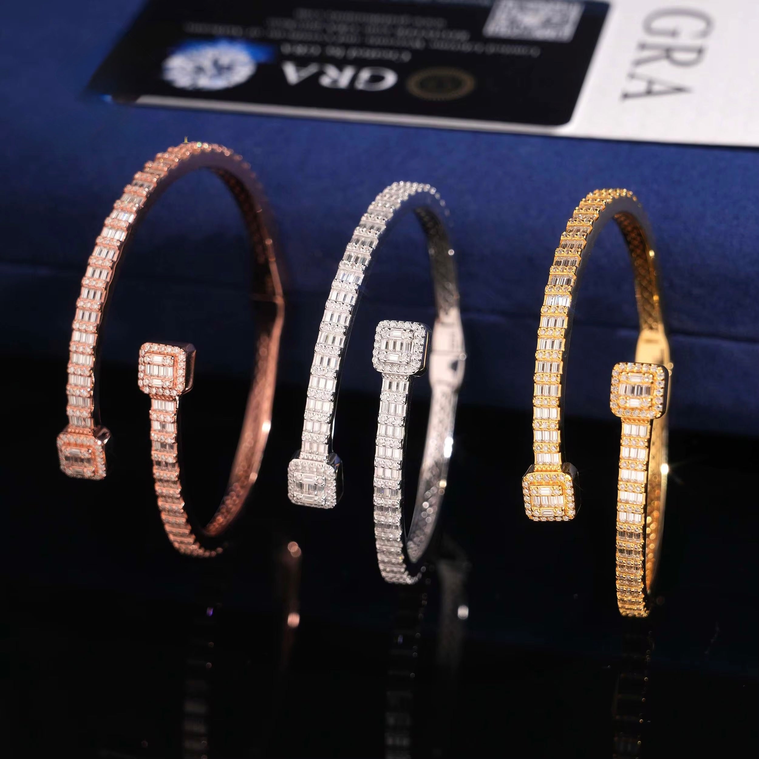 Nail Bracelet Moissanite Silver S925 + Rhodium Passes Diamond Icedout Bussdown