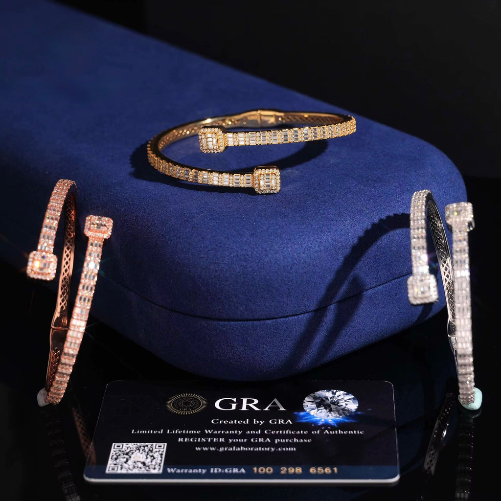 Nail Bracelet Moissanite Silver S925 + Rhodium Passes Diamond Icedout Bussdown