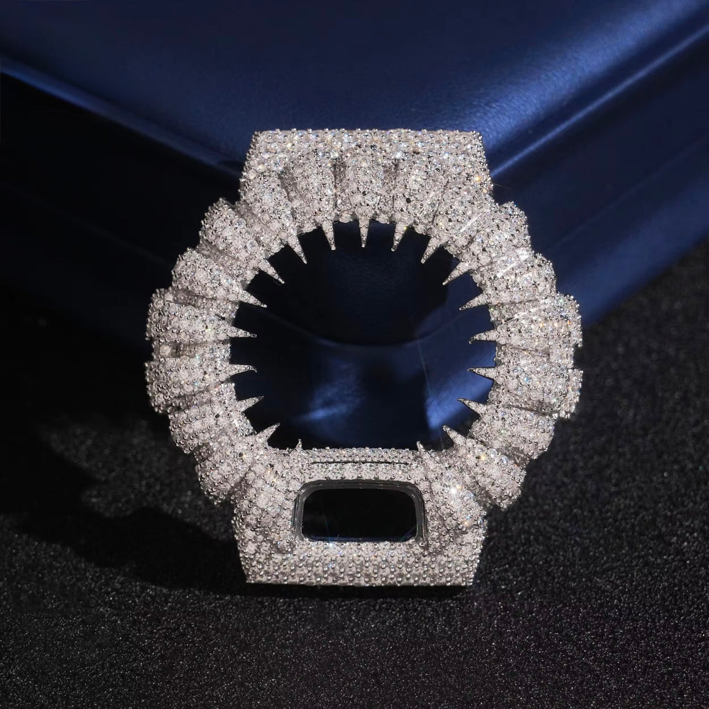 Icedout GShock DW6900 Bezel Moissanite Silver S925 + Rhodium Passes Diamond Icedout Bussdown