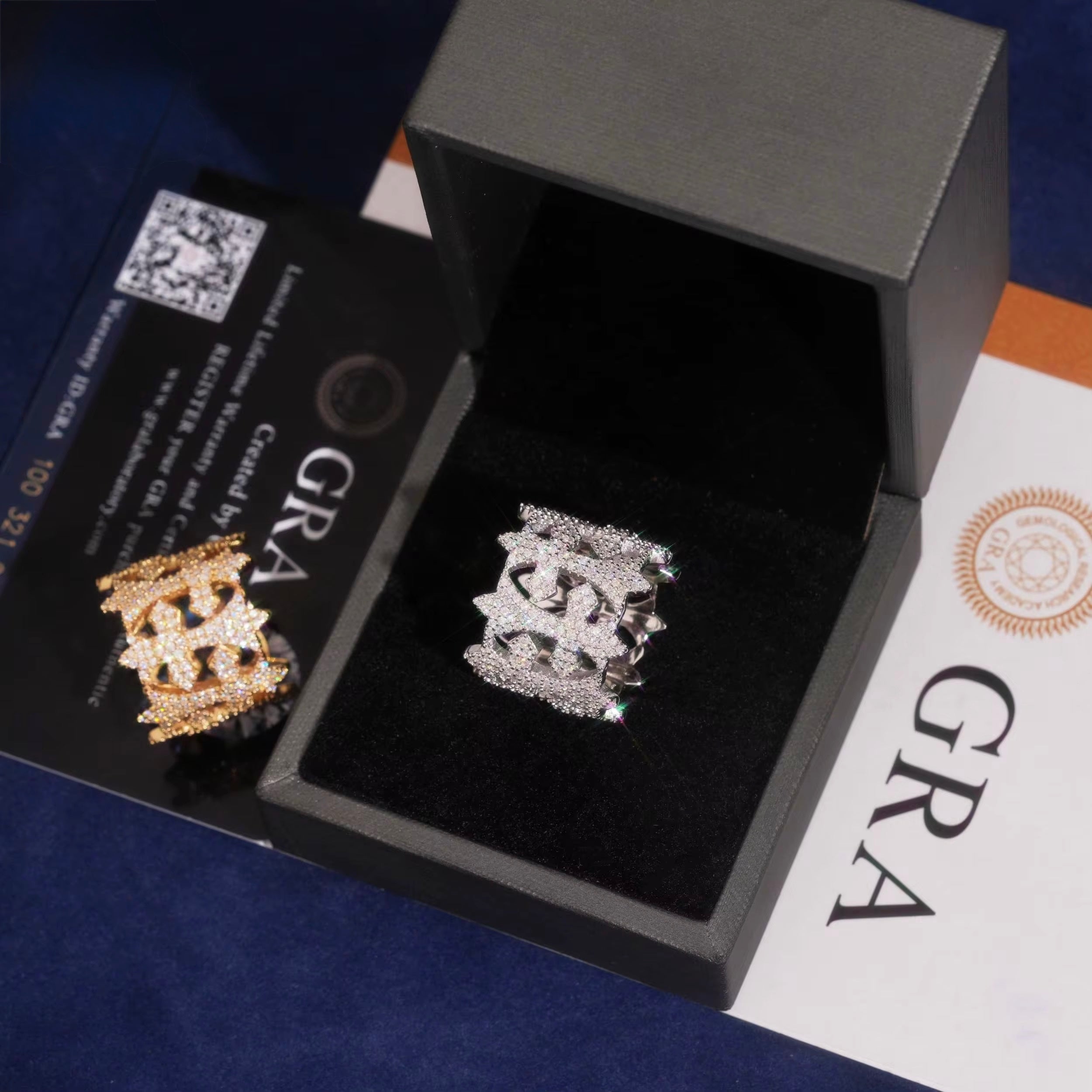 Icedout Ring Moissanite Silver S925 + Rhodium Passes Diamond Tester