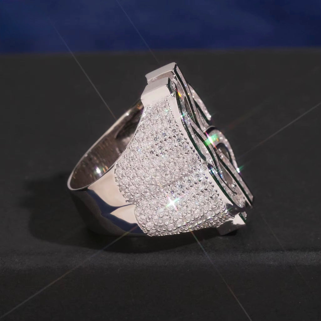 Cash Ring Moissanite Silver S925 + Rhodium Passes Diamond Tester