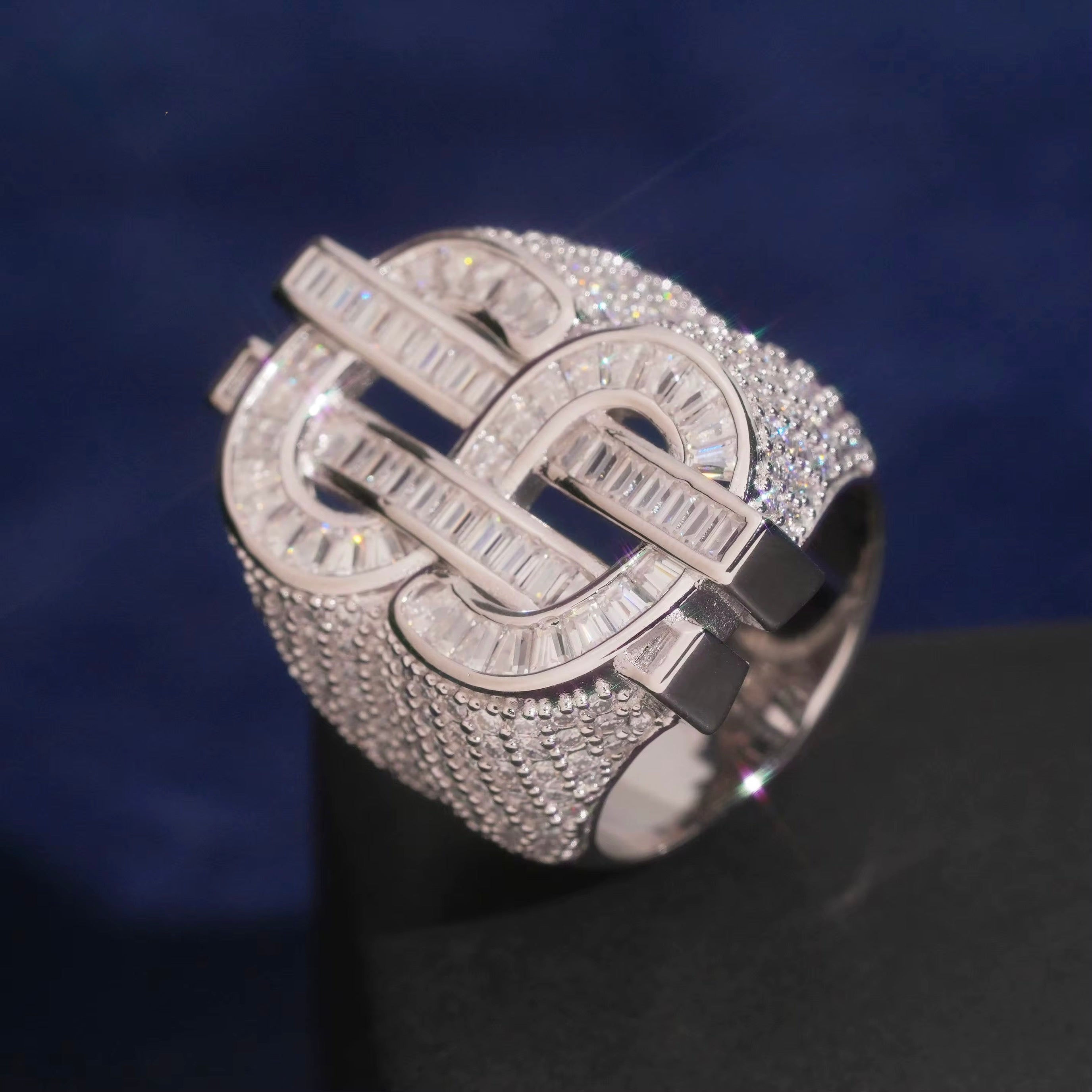Cash Ring Moissanite Silver S925 + Rhodium Passes Diamond Tester