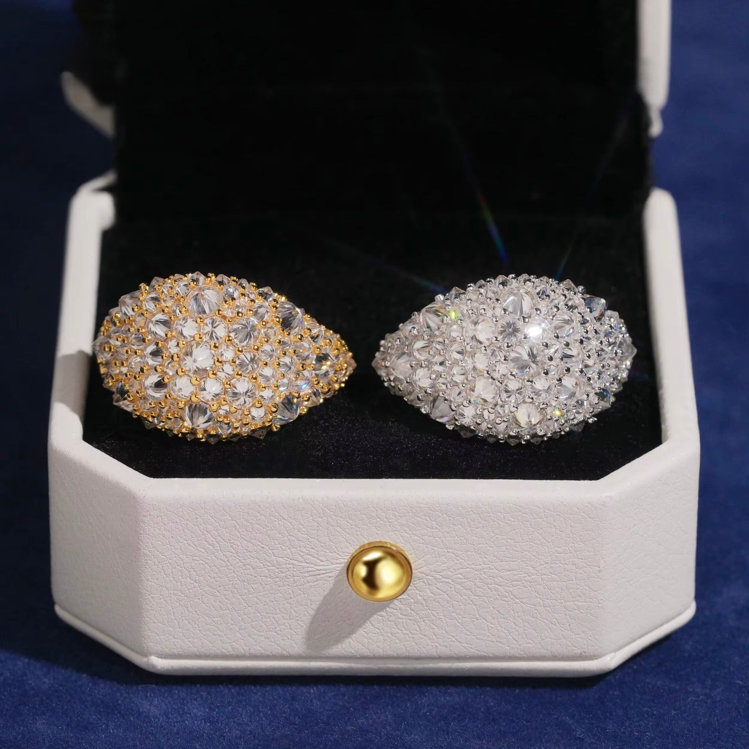 Upside down Ring Moissanite Silver S925 + Rhodium