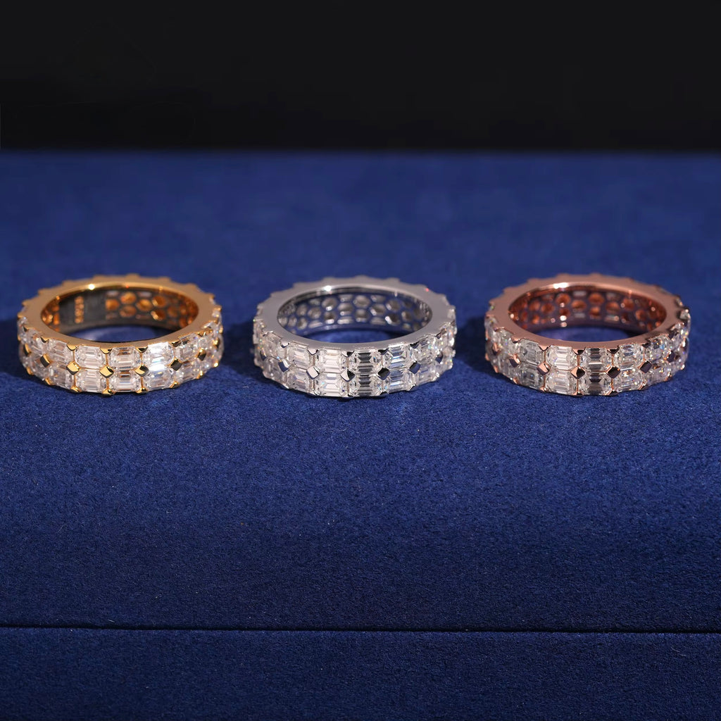 Baguette Rounded Ring Moissanite Silver S925 + Rhodium