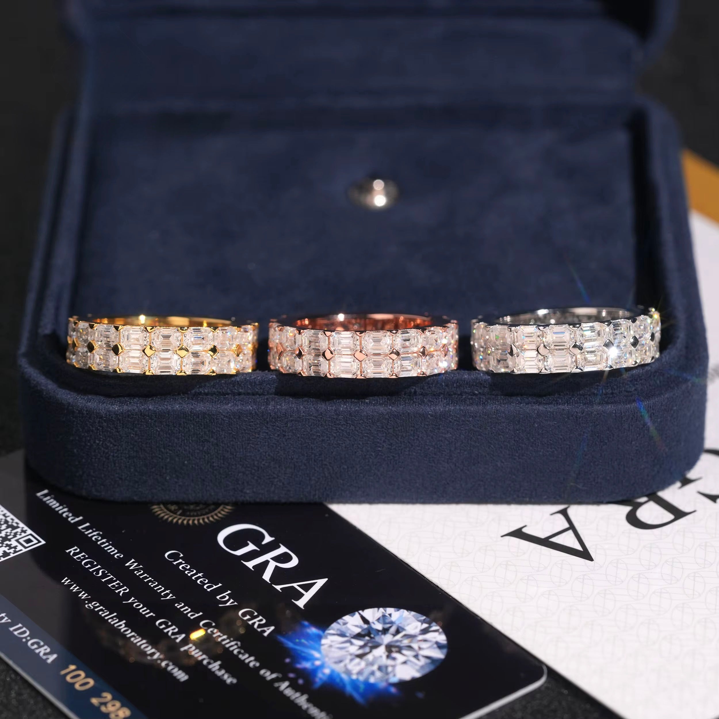 Baguette Rounded Ring Moissanite Silver S925 + Rhodium