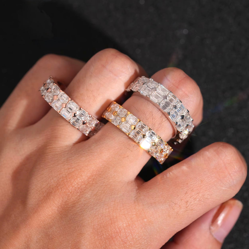 Baguette Rounded Ring Moissanite Silver S925 + Rhodium
